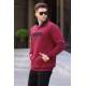 Maroon Printed Hoodie Sweatshirt 6003 - Bordo