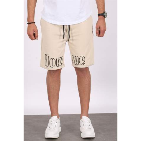 Madmext Men Printed Beige Capri Shorts 5439 - Bej