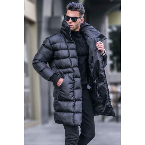 Black Long Puffer Jacket 5777 - Siyah