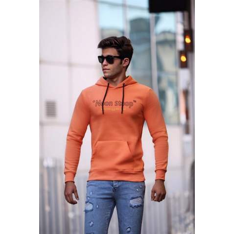 Madmext Orange Printed Hoodie 4157 - Turuncu