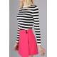 Women Crewneck Black Striped Sweater - Siyah