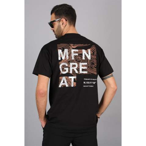 Madmext Men Back Printed Black T-shirt 5365 - Siyah