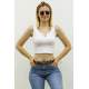 Mad Girls White Crop Top MG362 - Beyaz