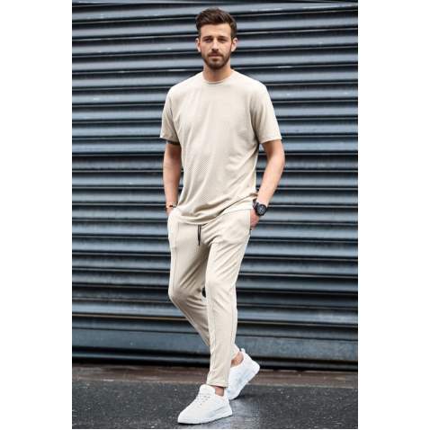 Men Beige Tracksuit - Bej