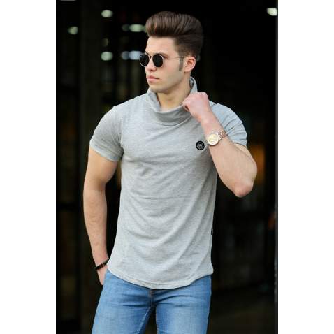 Madmext Grey T-shirt for Men 4554 - Gri