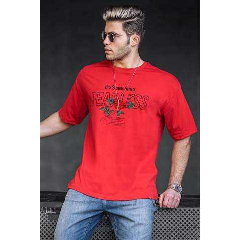 Madmext Men Printed Red T-shirt 4971 - Kırmızı