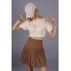 Women Basic Pleated Brown Skirt MG1484 - Kahverengi