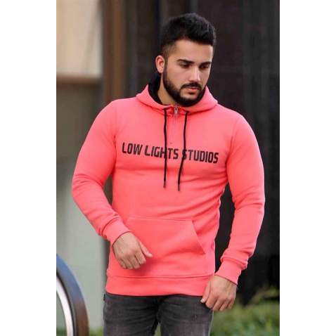 Madmext Soft Pink Zipper Detailed Hoodie 4159 - Pudra