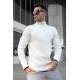 Madmext Men White Zip Sweater 5613 - Beyaz