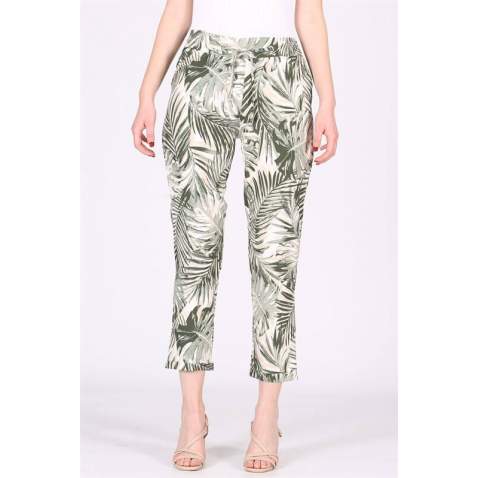 Mad Girls Cream Patterned Trousers MG213 - Bej