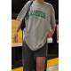 Women Printed Oversize Gray T-Shirt MG1230 - Gri