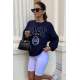 Mad Girls Navy Blue Sweatshirt MG1208 - Lacivert