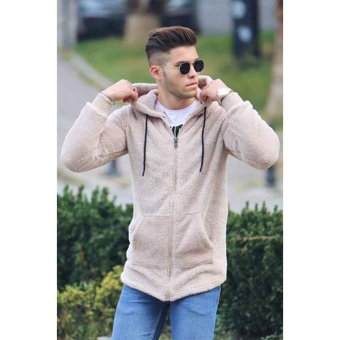 Madmext Beige Hoodie 2652 - Bej