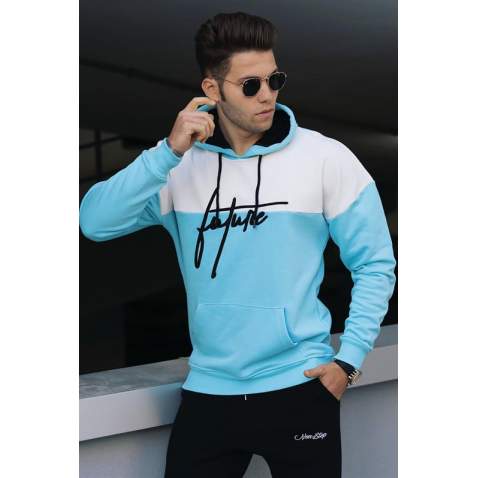 Madmext Turquois Hoodie Sweatshirt 4748 - Turkuaz