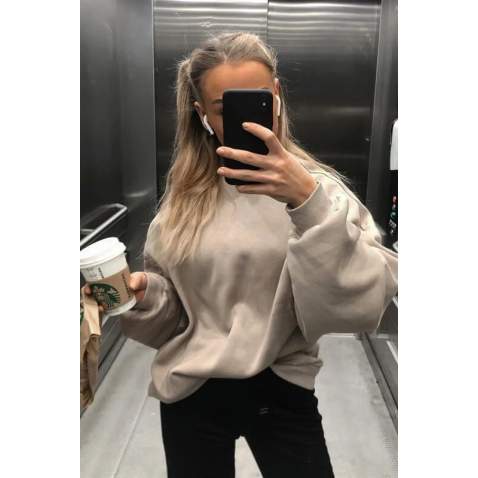 Beige Basic Sweatshirt MG1559 - Bej