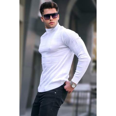 Ecru Mock Turtleneck Knitwear Sweater 5798 - Ekru