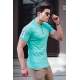 Madmext Green Shoulder Striped Polo Shirt for Men - 46164616 - Turkuaz