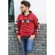 Kapşonlu Baskılı Sweatshirt Bordo 2694 - Bordo