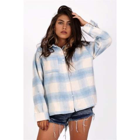 Mad Girls Blue Lumberjack Shirt MG1200 - Mavi