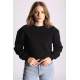 Mad Girls Black Crewneck Sweatshirt MG078 - Siyah