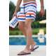 Madmext Men Striped Red Swim Shorts 2945 - Kırmızı