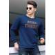 Madmext Navy Blue Printed Crew-Neck Sweatshirt 4751 - Lacivert