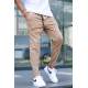 Men Striped Camel Sweatpants - Camel