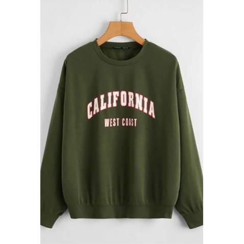 Mad Girls Khaki Crew-Neck Women Sweatshirt MG789 - Haki