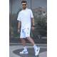 Men Designed White Shorts Outfit 5902 - Beyaz