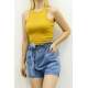 Mad Girls Mustard Crop Top MG361 - Hardal