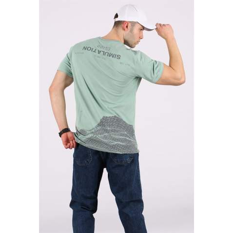 Madmext Men Printed Green T-shirt 5810 - Yeşil