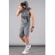 Smoke Gray Sleeveless Hoodie Shorts Outfit 5795 - Füme