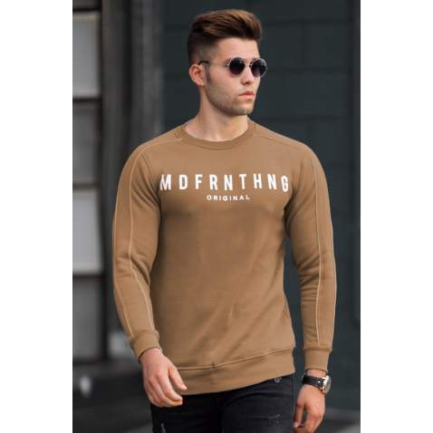 Madmext Men Crewneck Brown Sweatshirt 5319 - Kahverengi