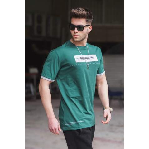 Madmext Men Printed Green T-shirt 5394 - Yeşil