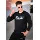 Madmext Black Printed Men Sweatshirt 4755 - Siyah