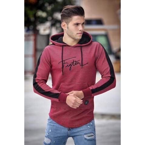 Madmext Maroon Printed Hoodie 4129 - Bordo