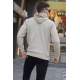 Beige Basic Hoodie Sweatshirt 6014 - Bej