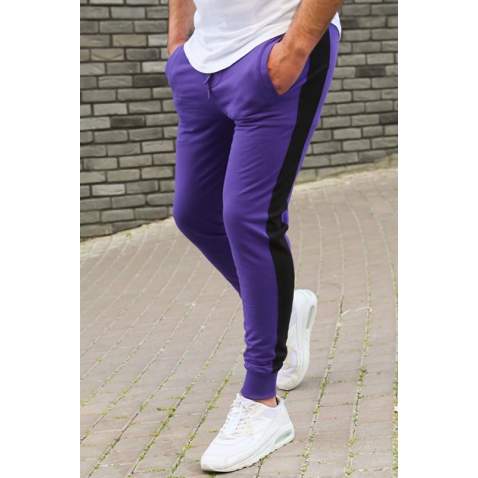 Mens Sweatpants In Striped Design Purple Color 2926 - Mor