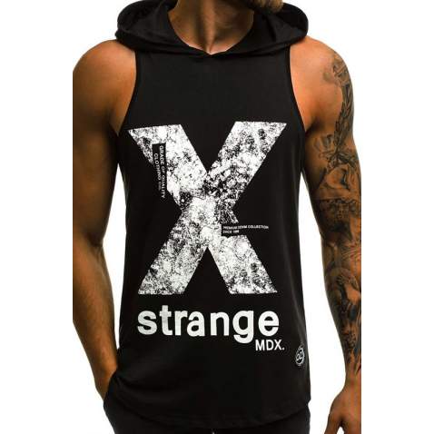 Madmext Men Black Hoodie Vest 2649 - Siyah