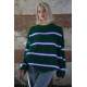 Green Striped Knitted Sweater MG1244 - Yeşil