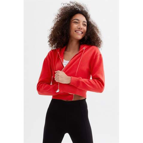 Mad Girls Cropped Red Sweatshirt MG1355 - Kırmızı