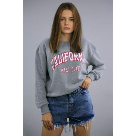 Mad Girls Gray Crew-Neck Women Sweatshirt MG789 - Gri