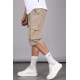 Beige Capri Shorts with Cargo Pockets 5473 - Bej