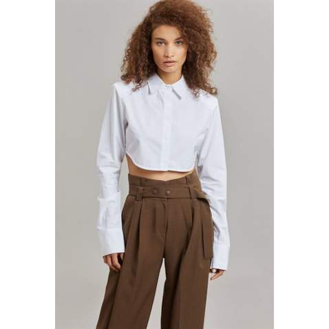 Mad Girls White Crop Top Shirt MG1382 - Beyaz