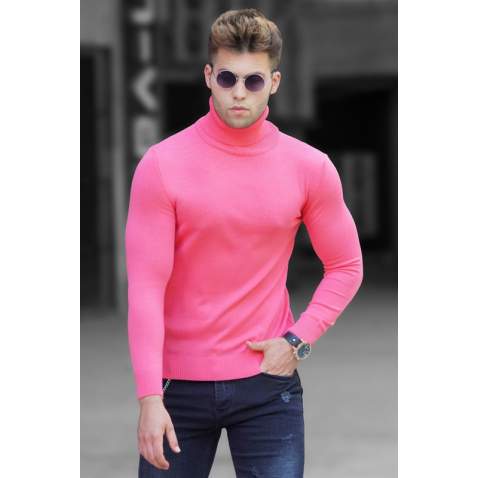 Madmext Men Turtleneck Magenta Sweater 4656 - Nar Çiçeği