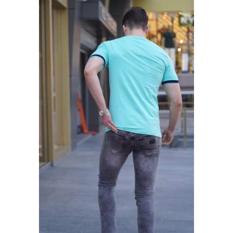 Madmext Green Printed T-shirt for Men 4593 - Mint yeşili