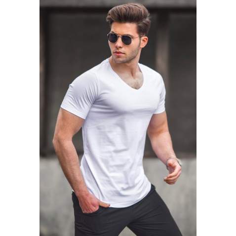 Madmext Men White T-Shirt 2309 - Beyaz