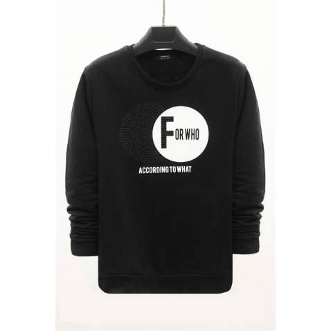 Madmext Black Printed Crew-Neck Sweatshirt 4756 - Siyah