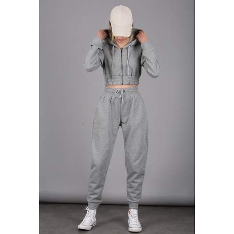 Mad Girls Grey Tracksuit With Hooded MG091 - Gri