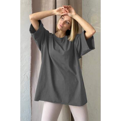 Mad Girls Oversize Anthracite T-shirt MG1354 - Antrasit